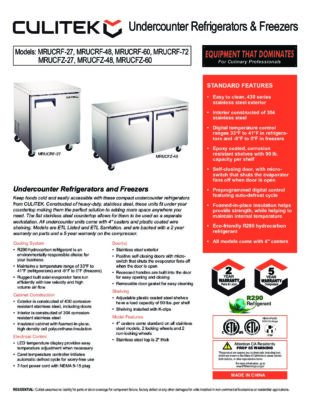 Undercounter Freezers - Culitek Equipment